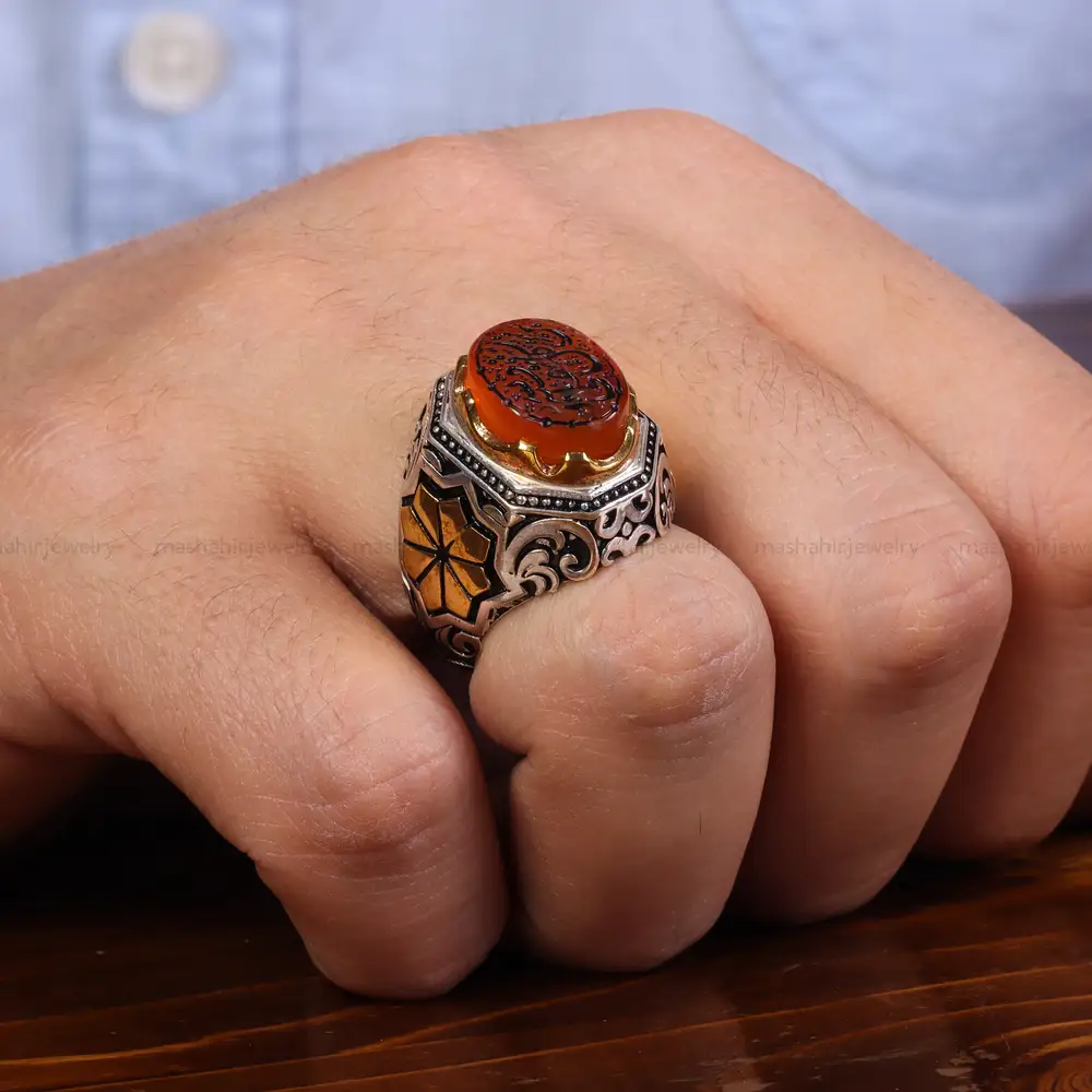 انگشتر عقیق یمن مردانه کد 23841