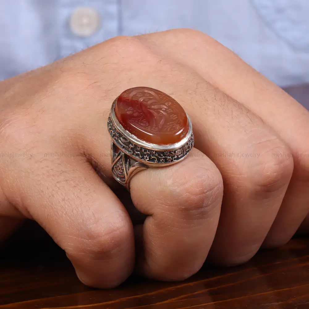 انگشتر عقیق یمن مردانه کد 23844