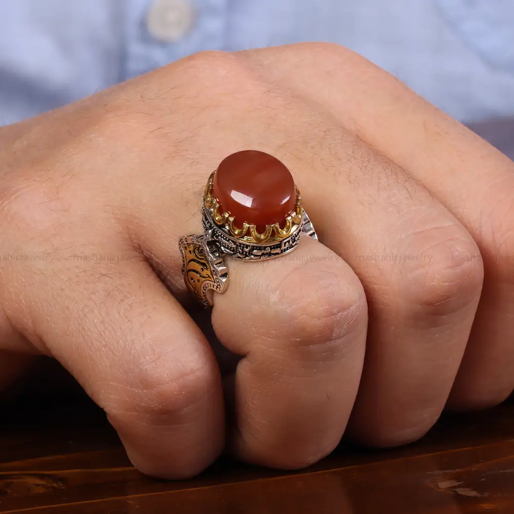 انگشتر عقیق یمن مردانه کد 23857