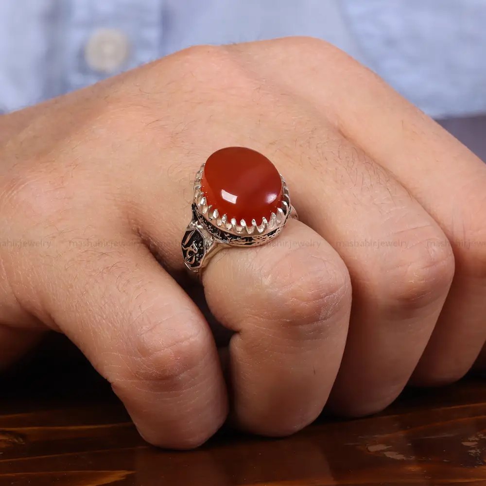 انگشتر عقیق یمن مردانه کد 23858