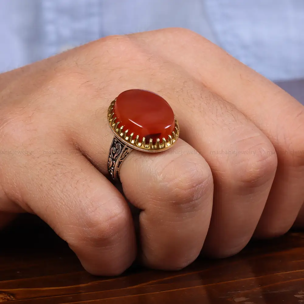 انگشتر عقیق یمن مردانه کد 23864