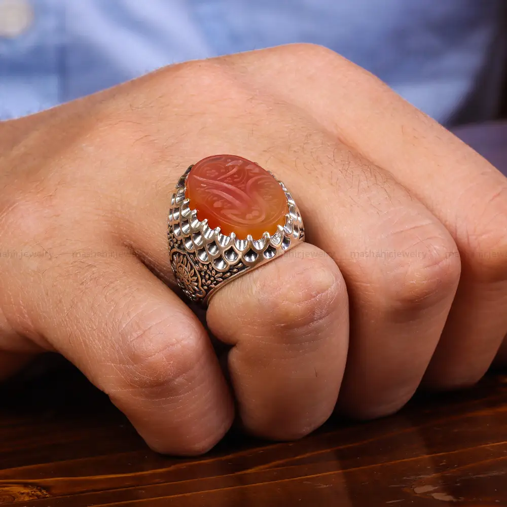 انگشتر عقیق یمن مردانه کد 23867