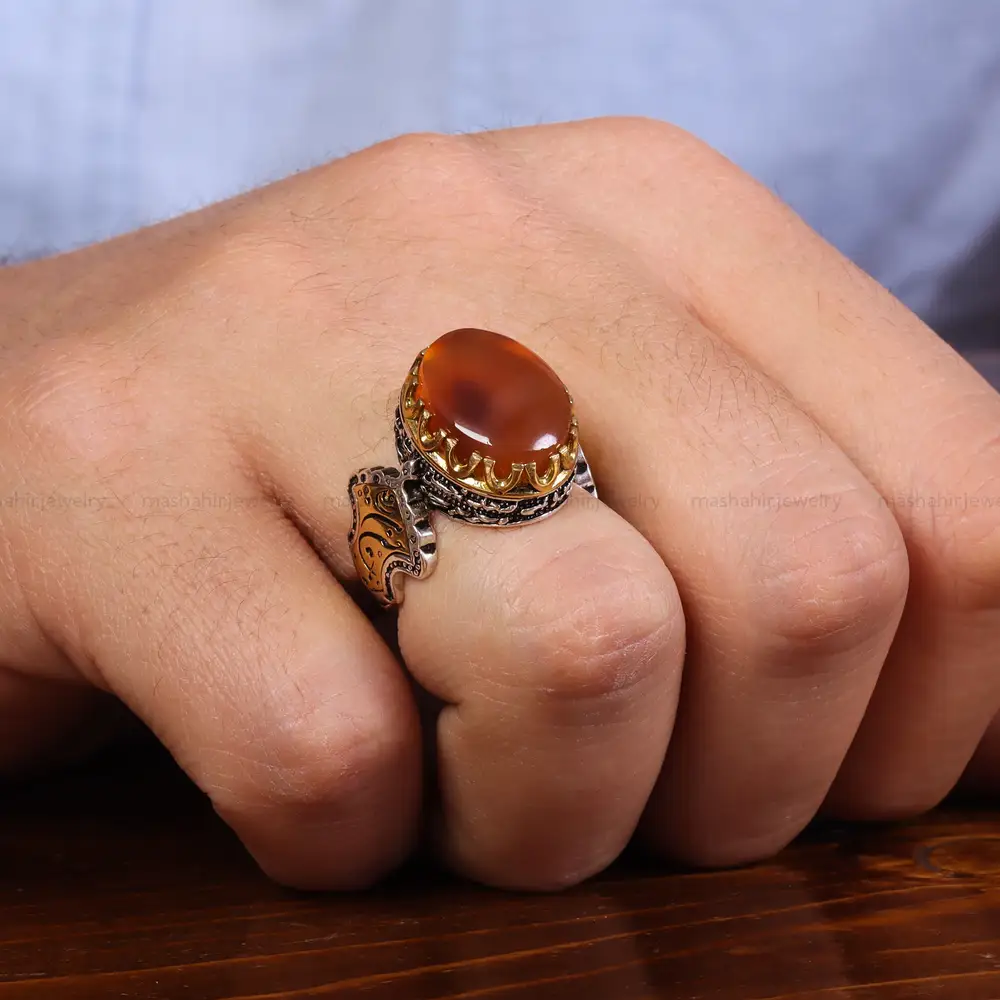 انگشتر عقیق یمن مردانه کد 23870