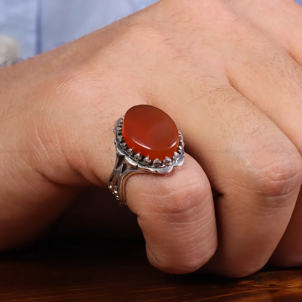 انگشتر عقیق یمن مردانه کد 23874