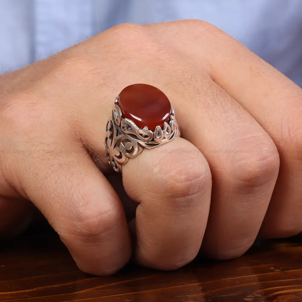 انگشتر عقیق یمن مردانه کد 23884