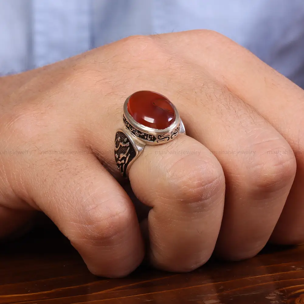 انگشتر عقیق یمن مردانه کد 23890