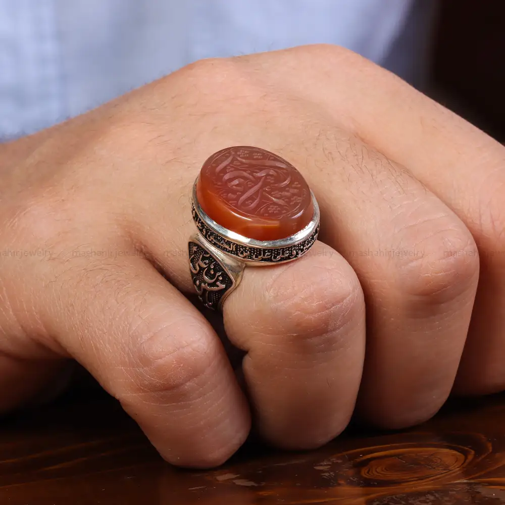 انگشتر عقیق یمن مردانه کد 23895