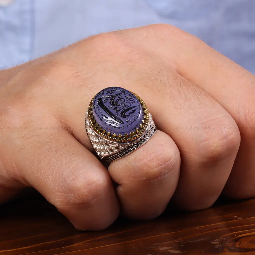 انگشتر عقیق سوسنی مردانه کد 23896