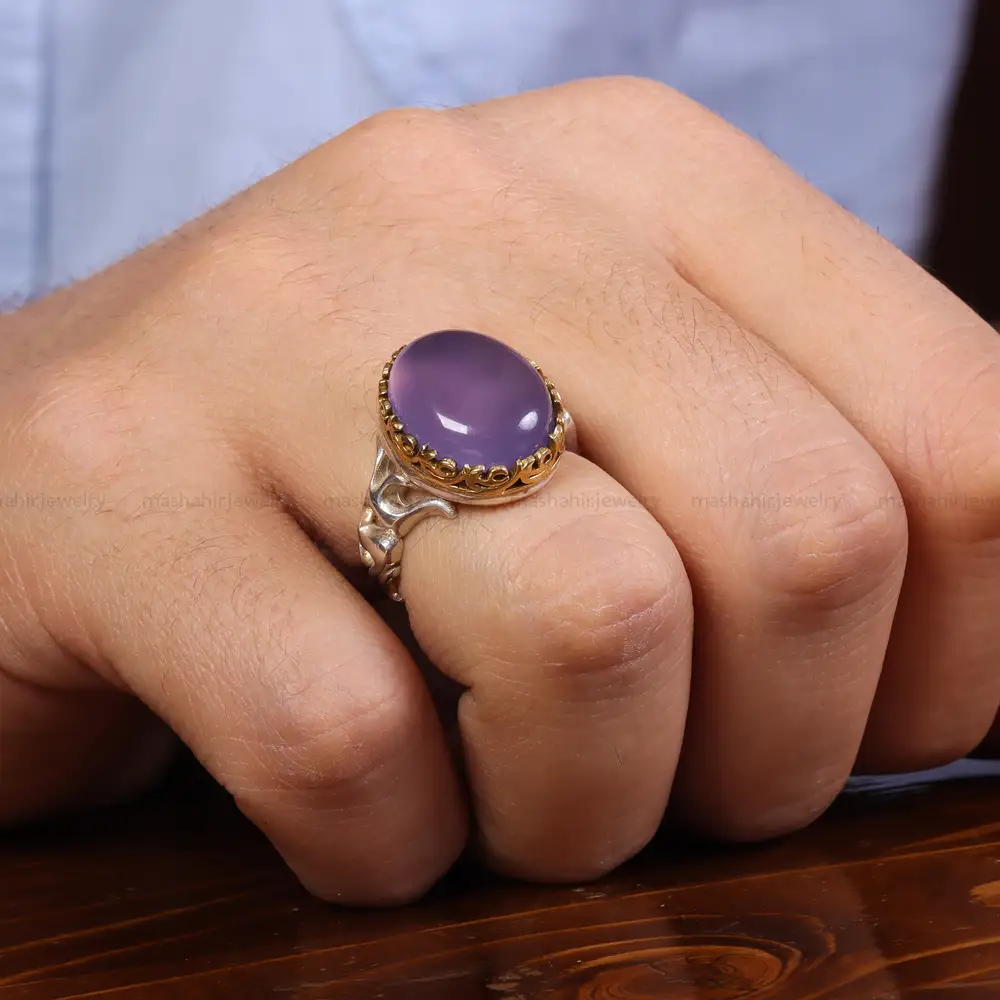 انگشتر عقیق سوسنی مردانه کد 23898