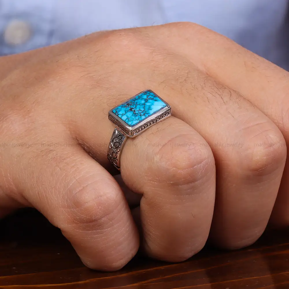 انگشتر فیروزه شجری مردانه کد 23923
