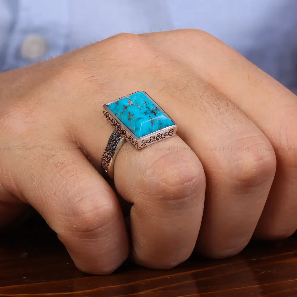 انگشتر فیروزه شجری مردانه کد 23925
