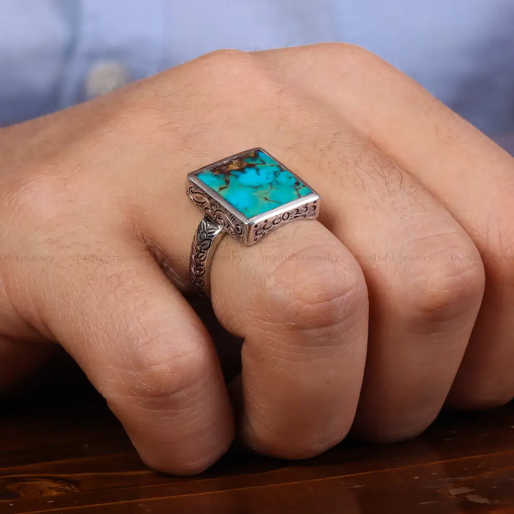 انگشتر فیروزه شجری مردانه کد 23928