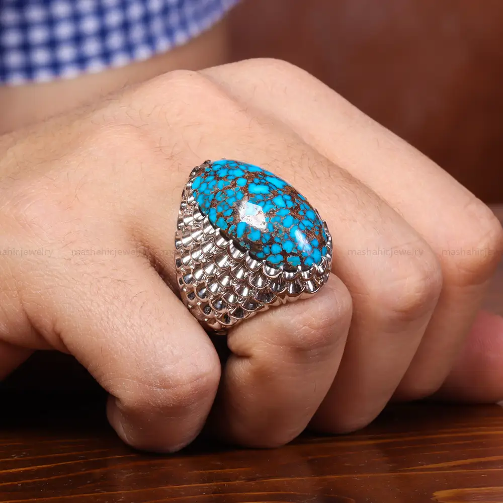 انگشتر فیروزه شجری مردانه کد 23943