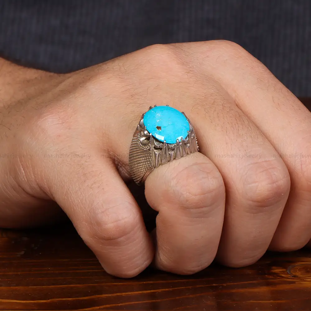 انگشتر فیروزه شجری مردانه کد 23969