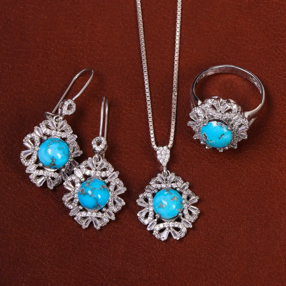 نیم ست فیروزه زنانه کد 23291