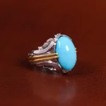 انگشتر فیروزه عجمی مردانه کد 24018