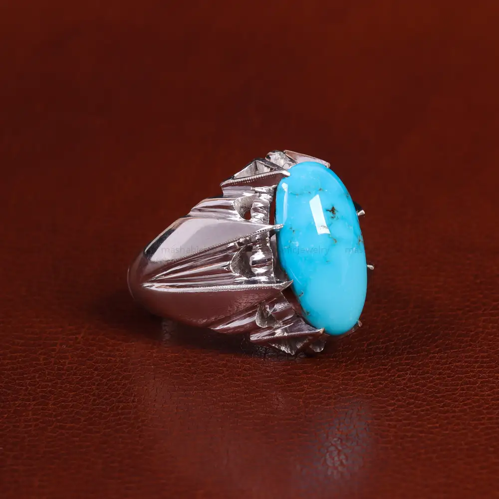 انگشتر فیروزه شجری مردانه کد 24019