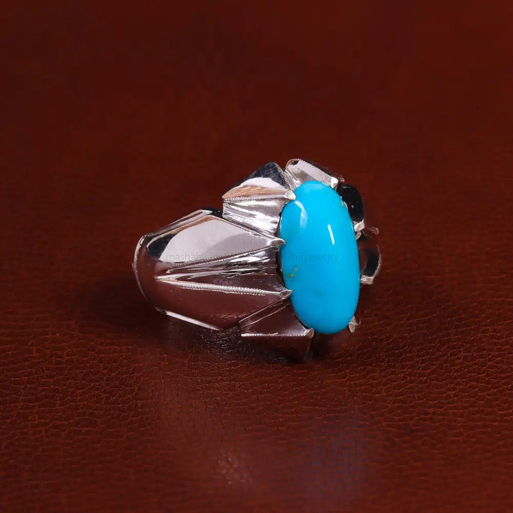 انگشتر فیروزه عجمی مردانه کد 24022