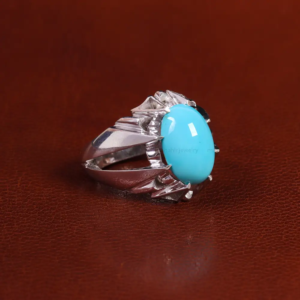 انگشتر فیروزه عجمی مردانه کد 24028