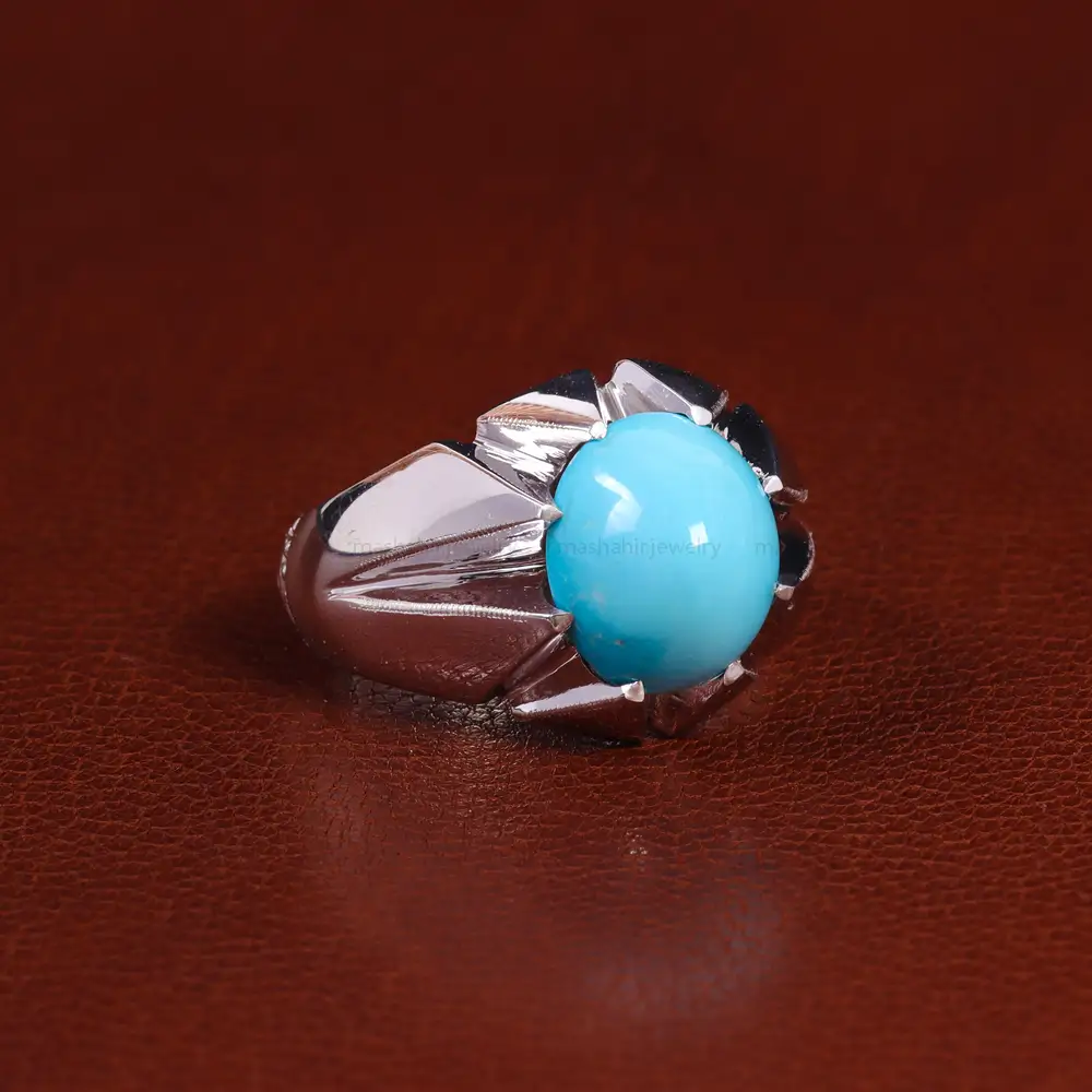 انگشتر فیروزه عجمی مردانه کد 24034