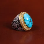 انگشتر فیروزه شجری مردانه کد 24045