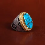 انگشتر فیروزه شجری مردانه کد 24046