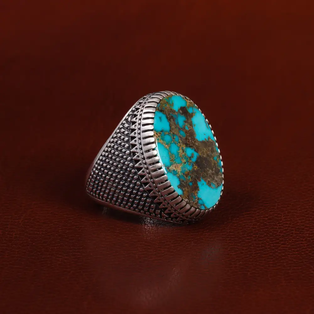 انگشتر فیروزه شجری مردانه کد 24053