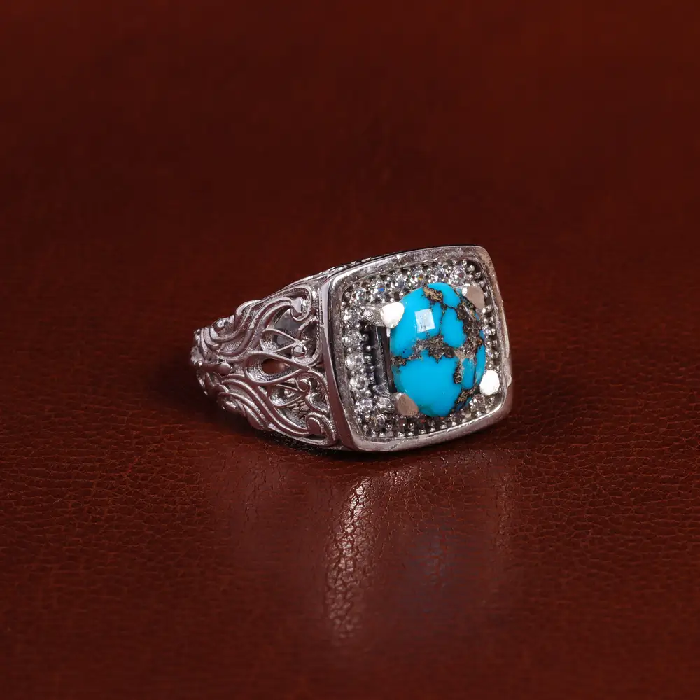 انگشتر فیروزه شجری مردانه کد 24058