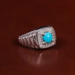 انگشتر فیروزه عجمی مردانه کد 24112