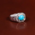 انگشتر فیروزه عجمی مردانه کد 24122