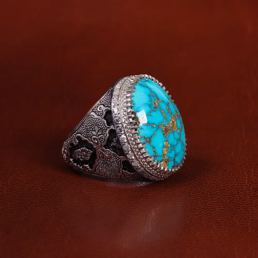 انگشتر فیروزه شجری مردانه کد 24164