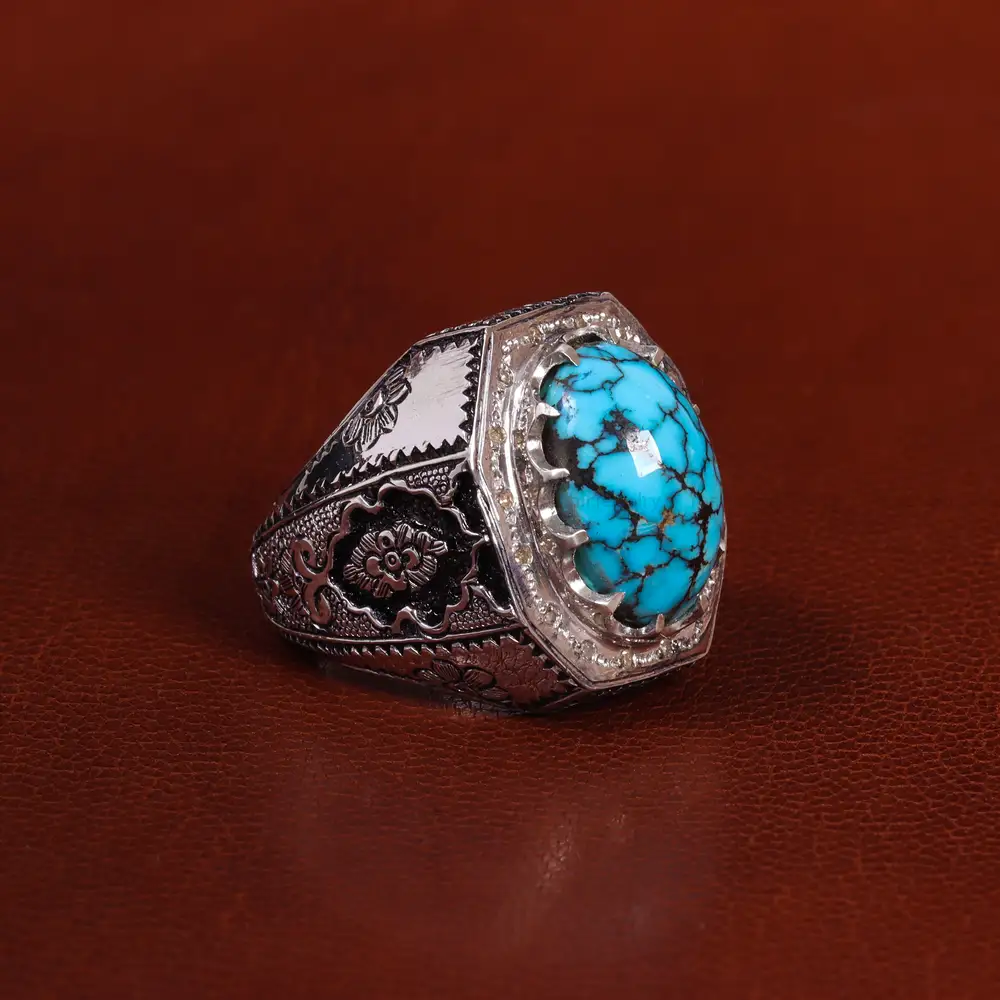 انگشتر فیروزه شجری مردانه کد 24167