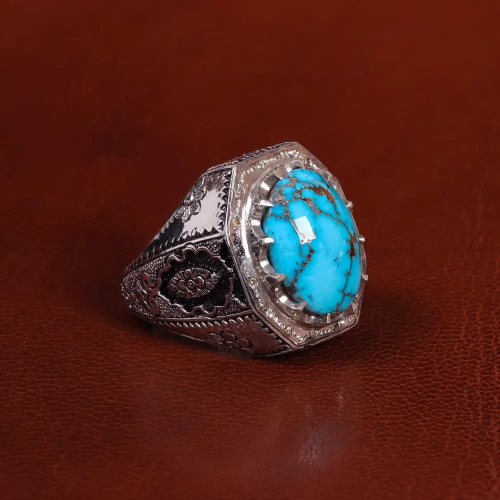 انگشتر فیروزه شجری مردانه کد 24178