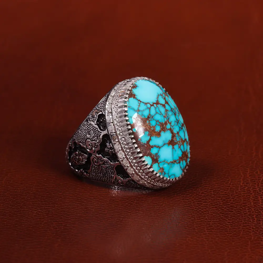 انگشتر فیروزه شجری مردانه کد 24179