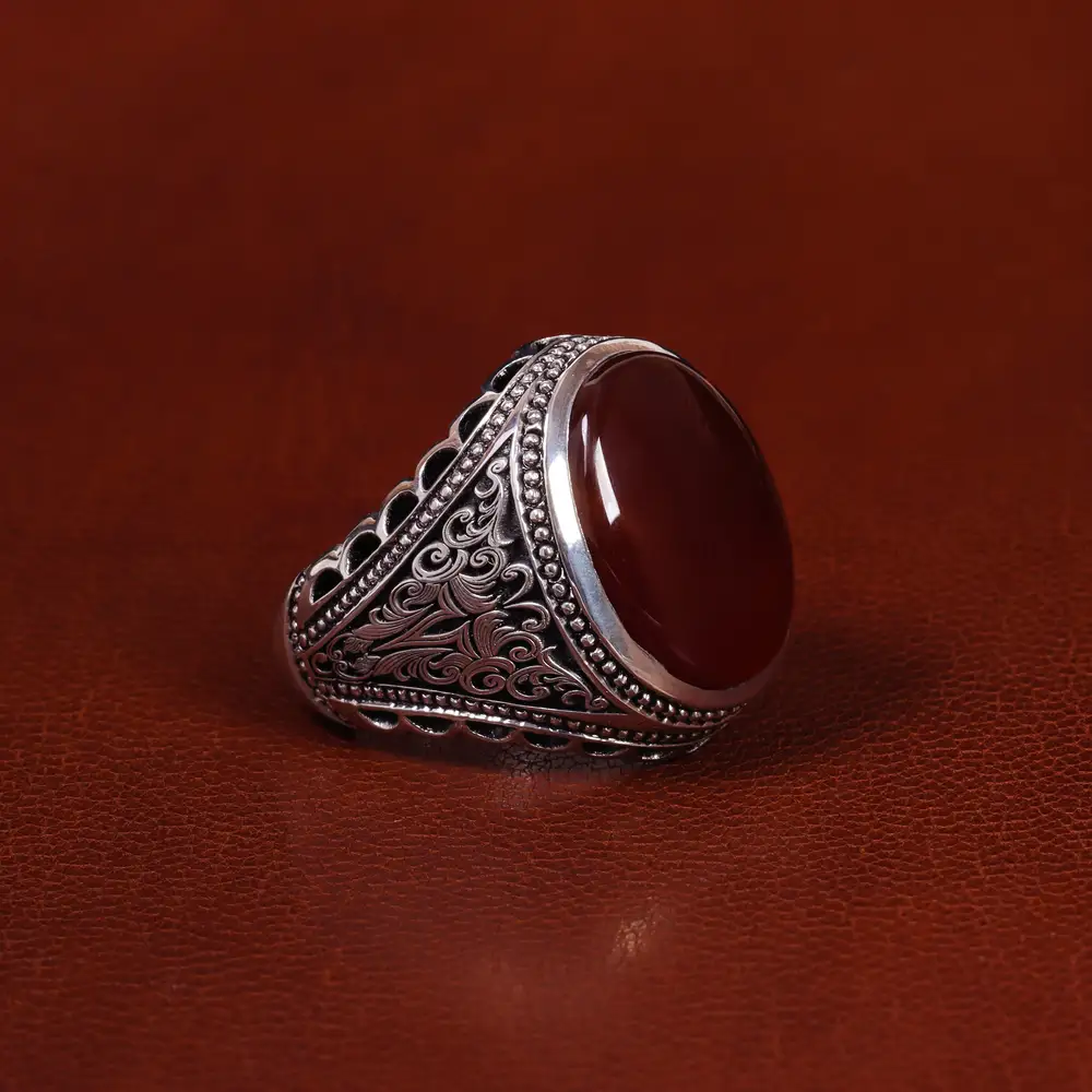 انگشتر عقیق یمن مردانه کد 24188