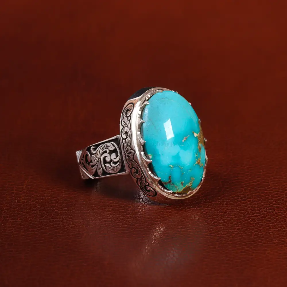 انگشتر فیروزه شجری مردانه کد 24284