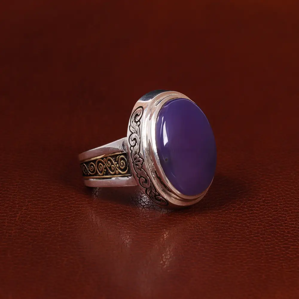 انگشتر عقیق سوسنی مردانه کد 24305