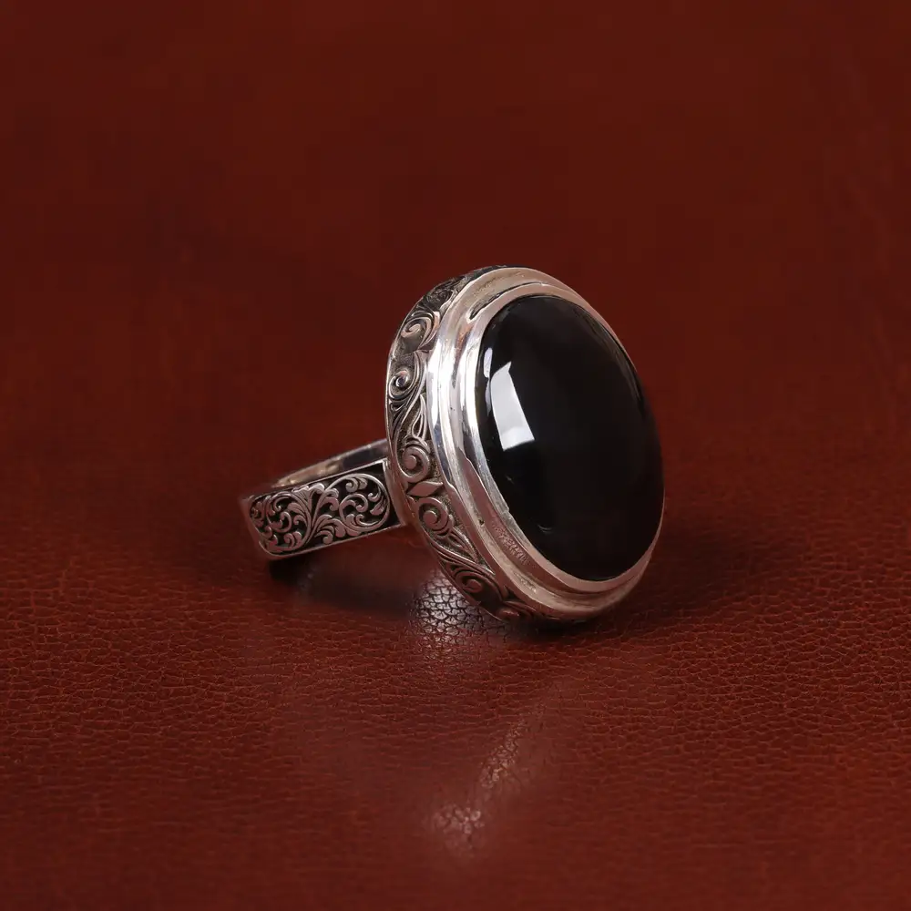 انگشتر عقیق جزع یمن مردانه کد 24318