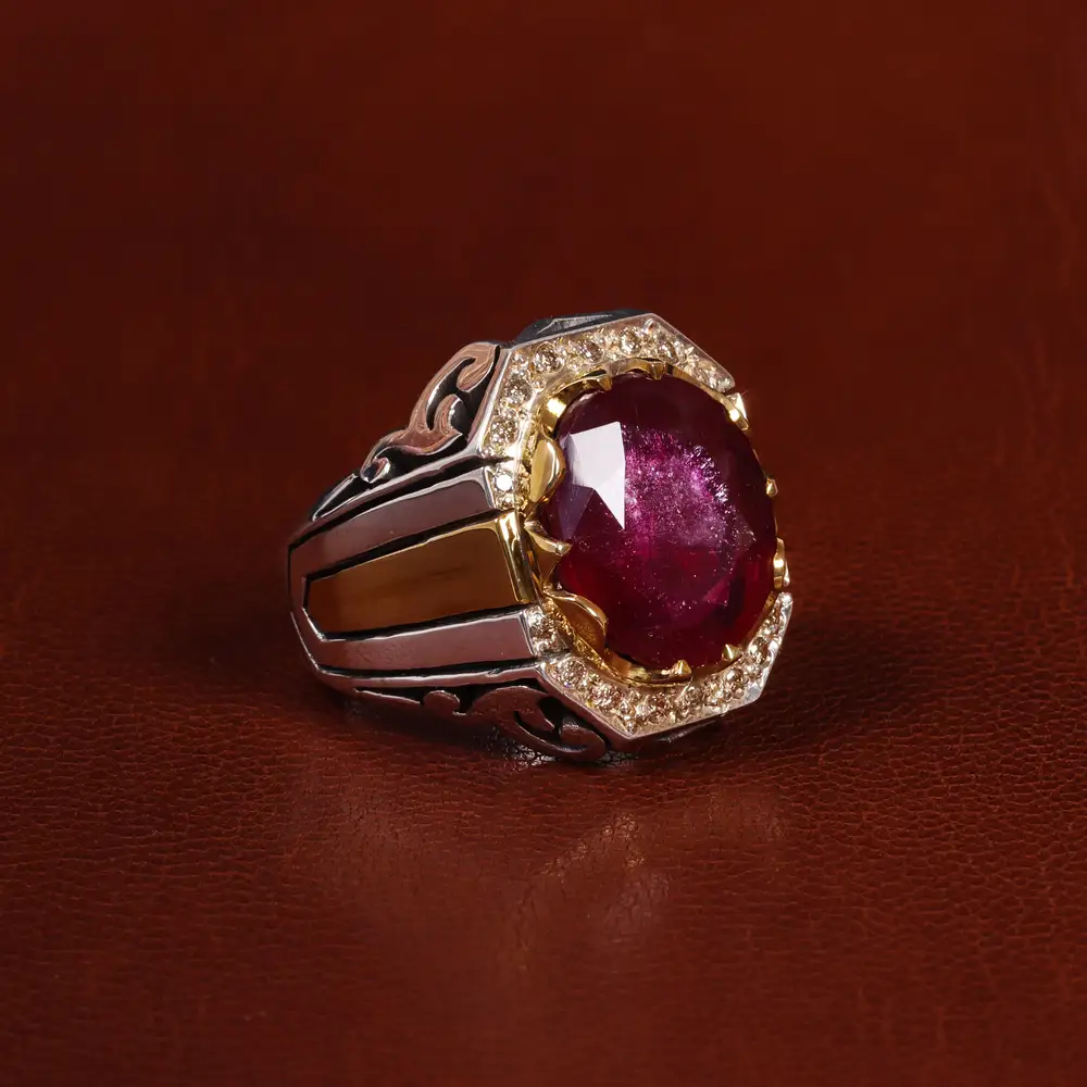 انگشتر یاقوت سرخ مردانه کد 24344