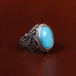 انگشتر فیروزه عجمی مردانه کد 24387