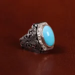 انگشتر فیروزه عجمی مردانه کد 24388