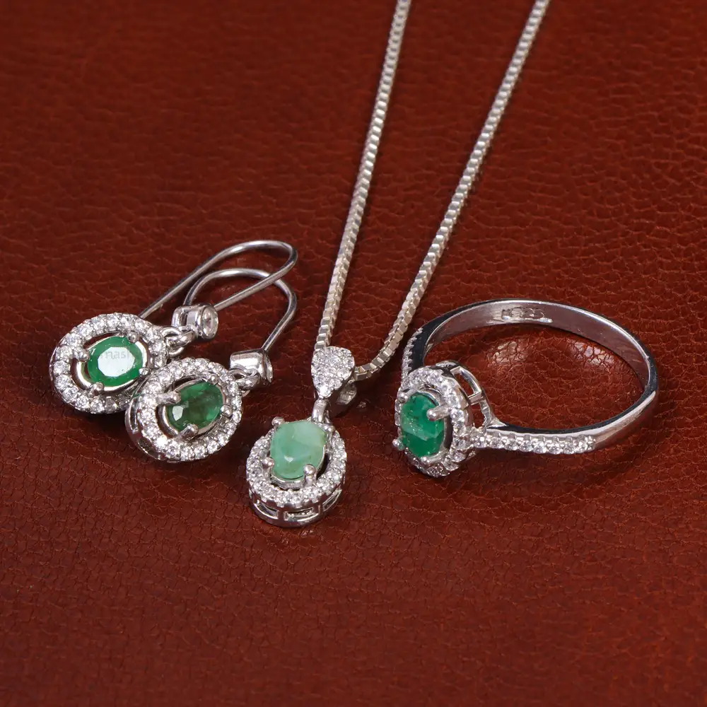 نیم ست زمرد زنانه کد 24684