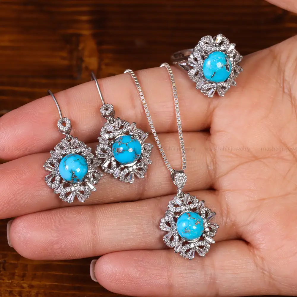 نیم ست فیروزه زنانه کد 23291