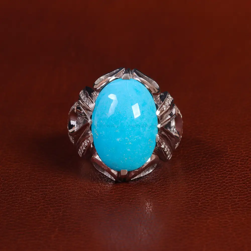 انگشتر فیروزه عجمی مردانه کد 24004