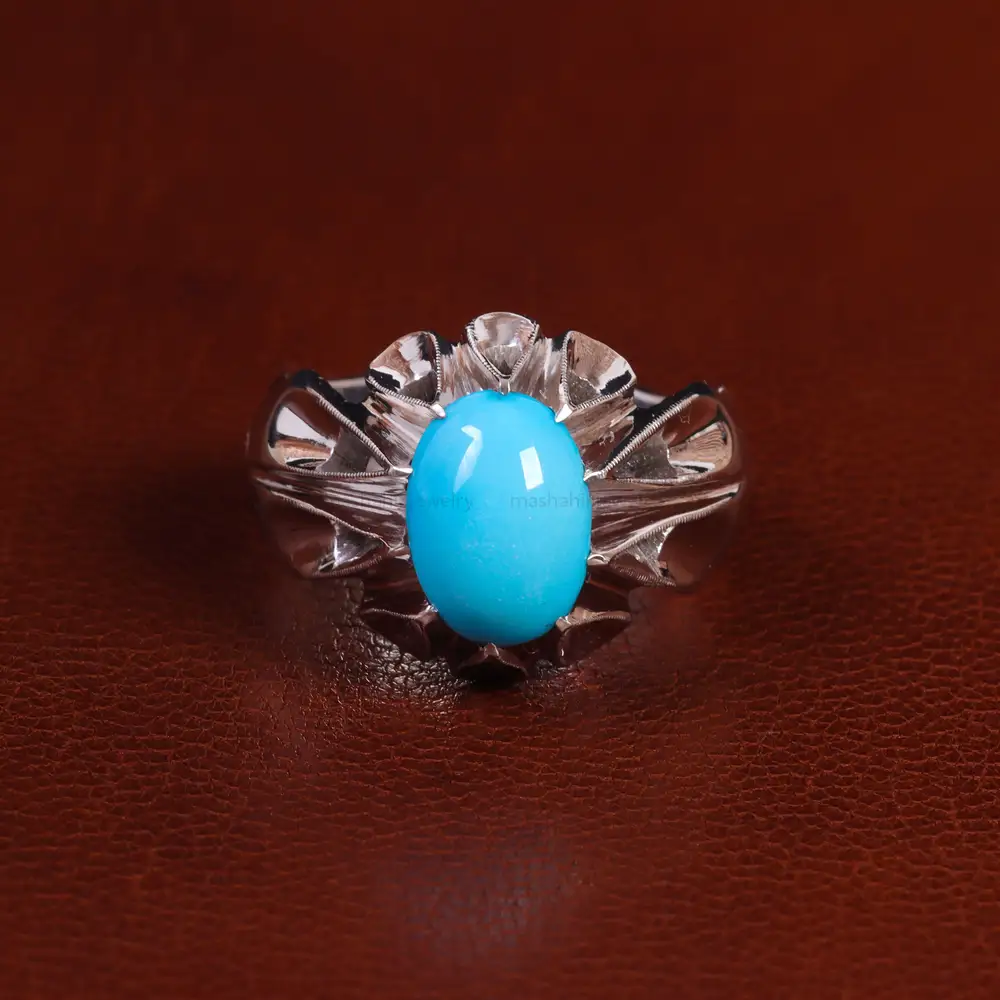 انگشتر فیروزه عجمی مردانه کد 24013