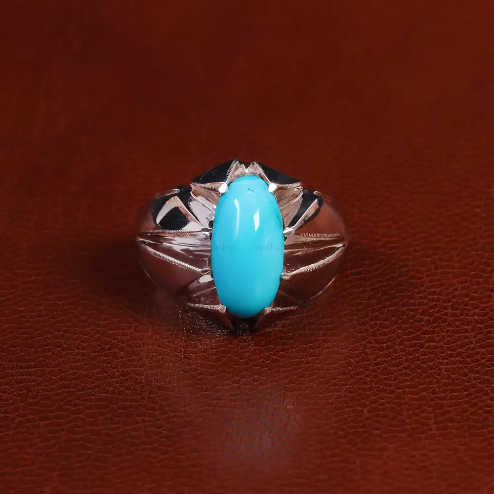 انگشتر فیروزه عجمی مردانه کد 24020