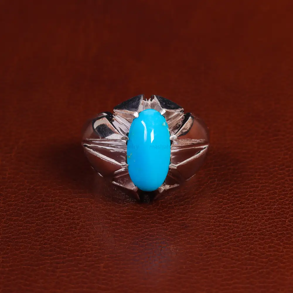 انگشتر فیروزه عجمی مردانه کد 24022