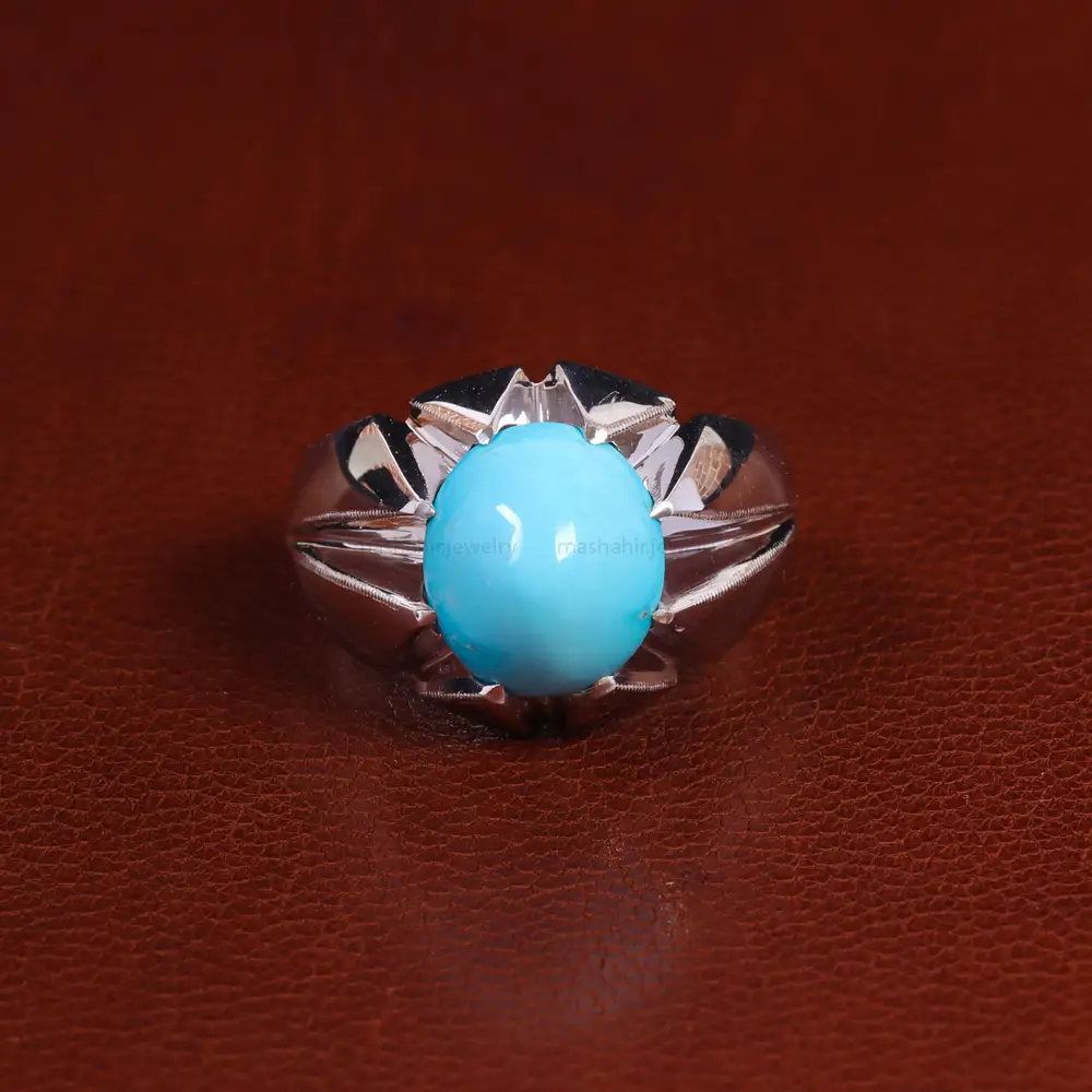 انگشتر فیروزه عجمی مردانه کد 24034