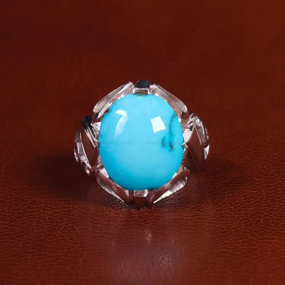 انگشتر فیروزه عجمی مردانه کد 24035
