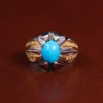 انگشتر فیروزه عجمی مردانه کد 24037
